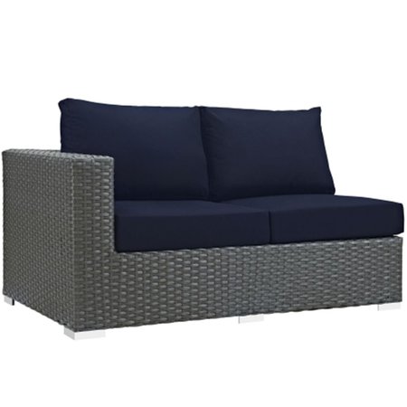 EAST END IMPORTS Sojourn Outdoor Patio Left Arm Loveseat- Canvas Navy EEI-1858-CHC-NAV